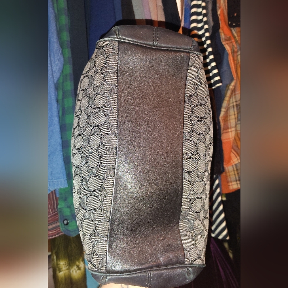 Coach Lexy Monogram Black and Grey Signature Shoulder Bag - Picture 4 of 5